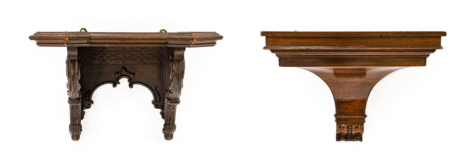 Lot 1089 - Two Mahogany Wall Clock Brackets, the first: a...
