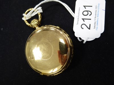 Lot 2191 - An 18 Carat Gold Open Faced Pocket Watch,...