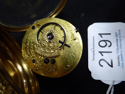 Lot 2191 - An 18 Carat Gold Open Faced Pocket Watch,...