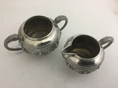Lot 2075 - A Three-Piece Indian Silver Tea-Service,...