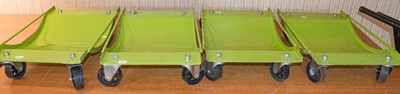 Lot 82 - A Set of Four Green Metal Inspection Trolleys,...