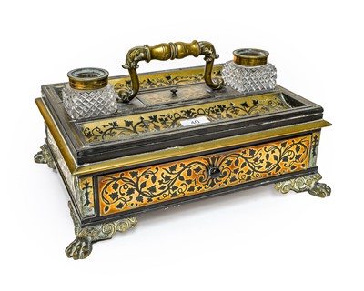 Lot 40 - An early 19th century brass inlaid desk stand,...