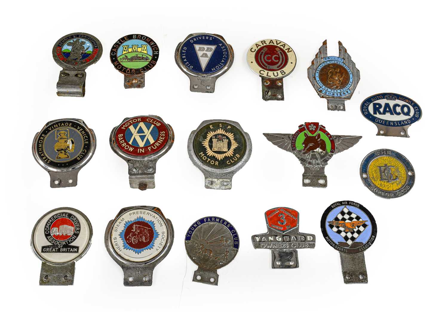 Lot 28 - Sixteen Assorted Chromed and Enamel Car Badges,...