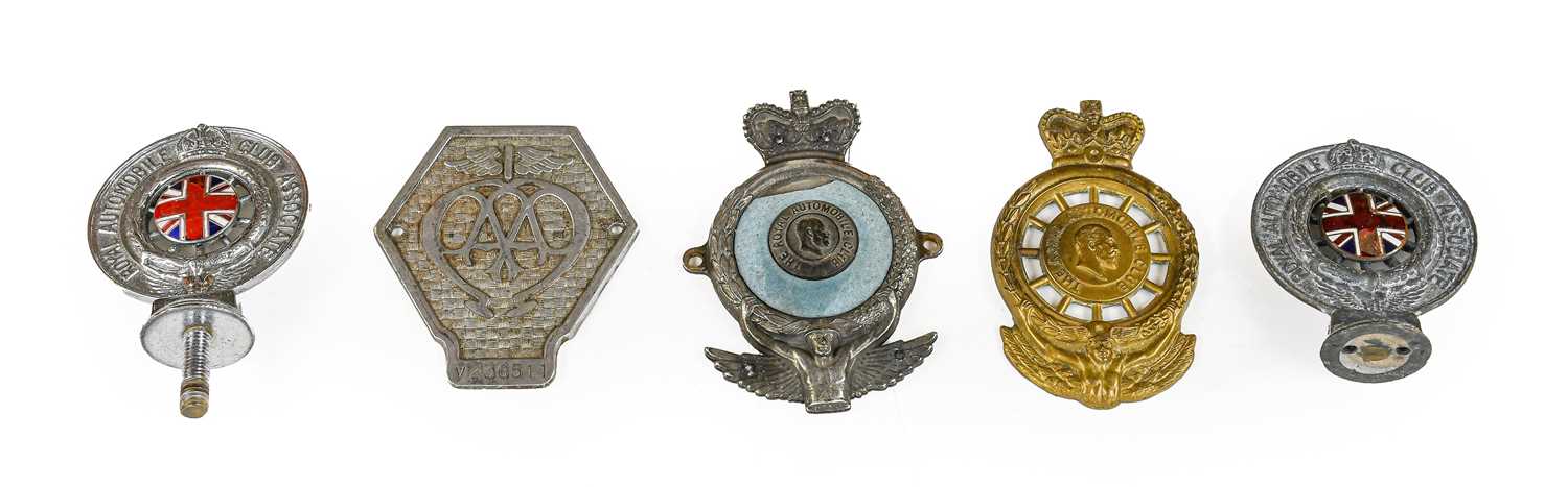 Lot 49 - A 1920/30 AA Car Badge: Three Chromed RAC...