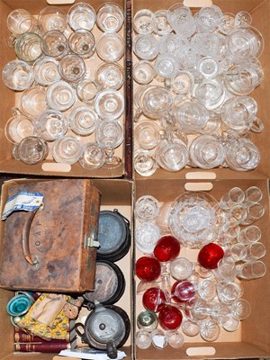 Lot 312 - Four boxes of assorted, mainly glassware...