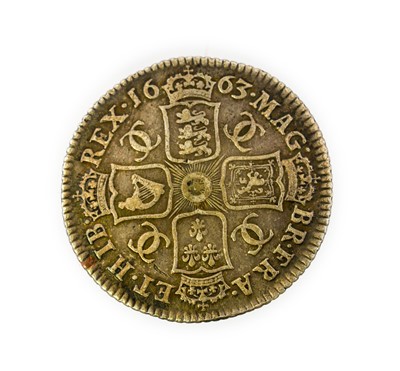 Lot 41 - Charles II, Shilling 1663, first draped bust,...