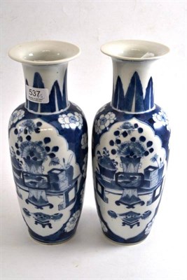 Lot 537 - A pair of 19th/20th century Chinese baluster vases, four character marks to base