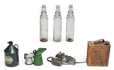 Lot 135 - Three Esso Lube Clear Glass Oil Bottles, 38cm...