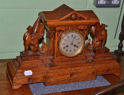 Lot 539 - Oak cased mantel clock