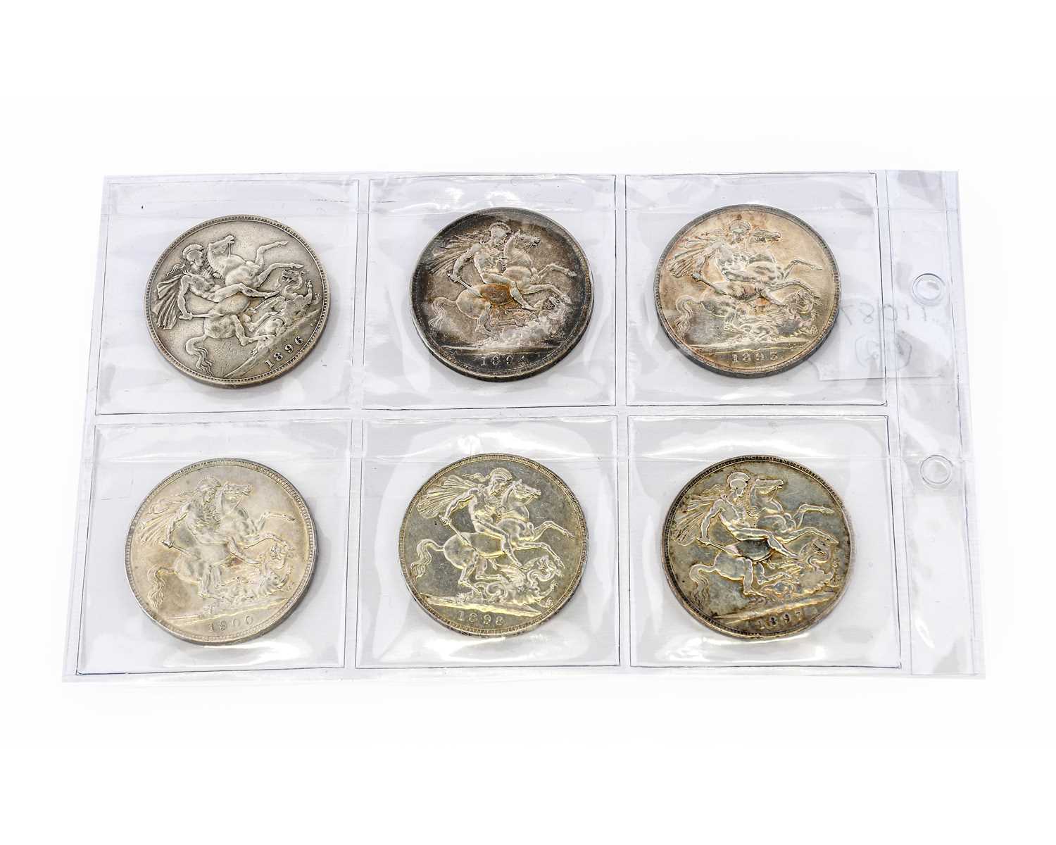 Lot 18 - Victoria, 6 x Old Head Crowns comprising: 1893...
