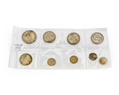 Lot 57 - Victoria, 9 x Silver Coins comprising: double...