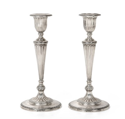 Lot 2151 - A Pair of Edward VII Silver Candlesticks