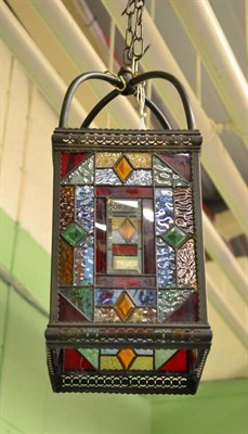 Lot 544 - Leaded glass hanging lantern