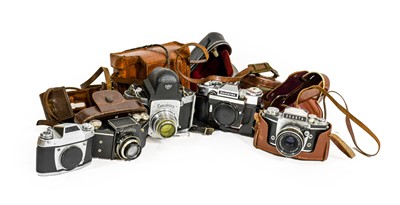 Lot 146 - Various cameras including Exakta with CZJ Tessar lens & others