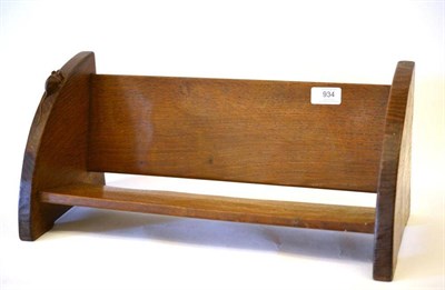 Lot 934 - A Robert  "Mouseman " Thompson Oak Book Trough, with carved mouse signature, 46cm long (good...