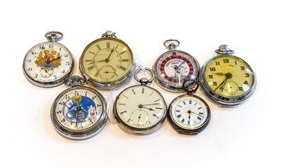 Lot 163 - Seven fob watches including three silver cased...