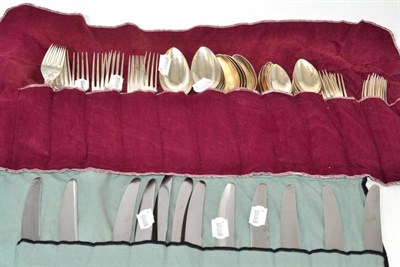 Lot 550 - Set of Continental 800 standard flatware, twelve table forks, ten dessert forks, twelve tablespoons