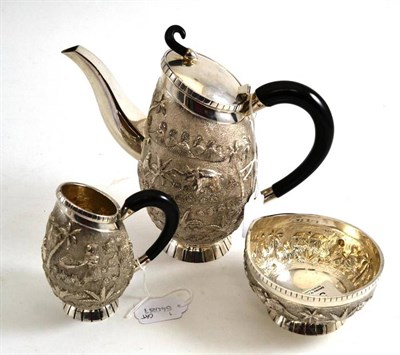 Lot 565 - An Indian white metal tea service