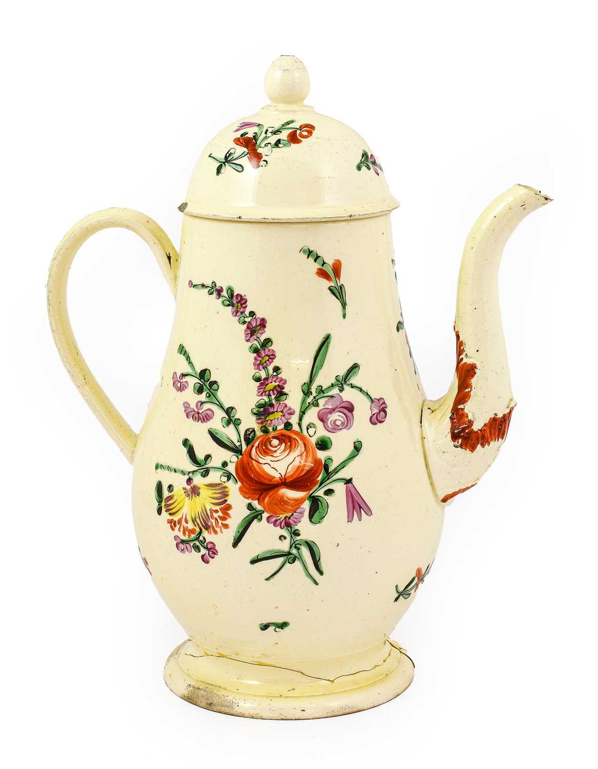 Lot 612 - A Creamware Coffee Pot and Cover, circa 1780,...