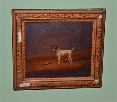 Lot 586 - A 19th century oil on canvas depicting a terrier and a rat