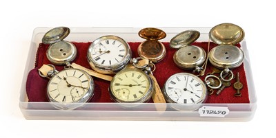 Lot 201 - Three silver open-faced pocket watches,...