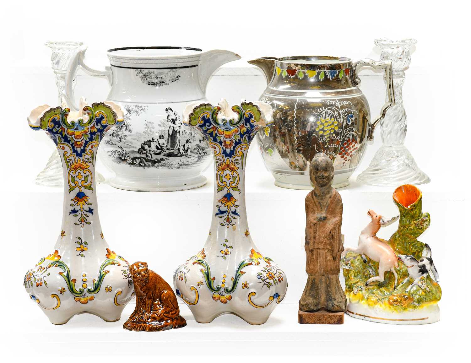 Lot 59 - Mixed items, including: Continental polychrome...