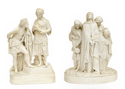 Lot 68 - Two Victorian Parian figure groups, one titled...