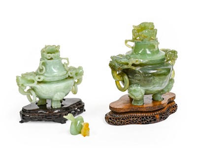 Lot 70 - A modern Chinese jade censer and cover on...