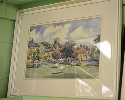 Lot 599 - Angus Rands watercolour of a village