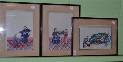 Lot 601 - Three Chinese pith paintings