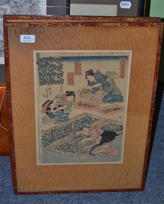 Lot 603 - Two 19th century Japanese woodblock prints of silk-making by Utagawa Ichimosai Yoshitora