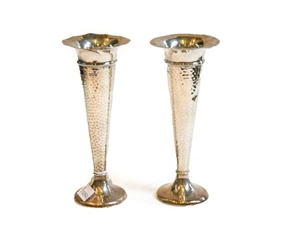 Lot 237 - A pair of Edward VII silver tapering vases...