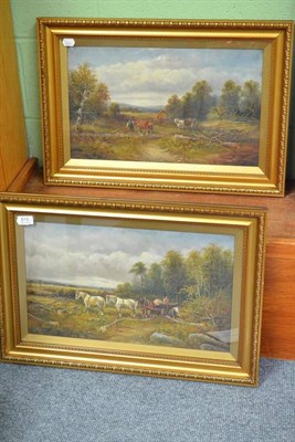 Lot 615 - A pair of oils on canvas by N Harris of horses at work