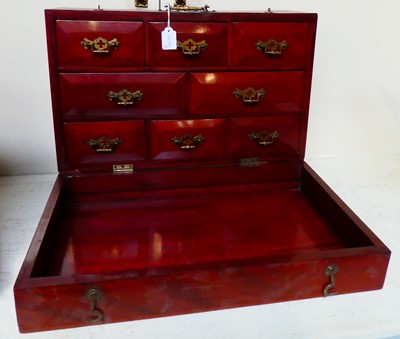 Lot 196 - A tabletop travelling chest, fitted with...