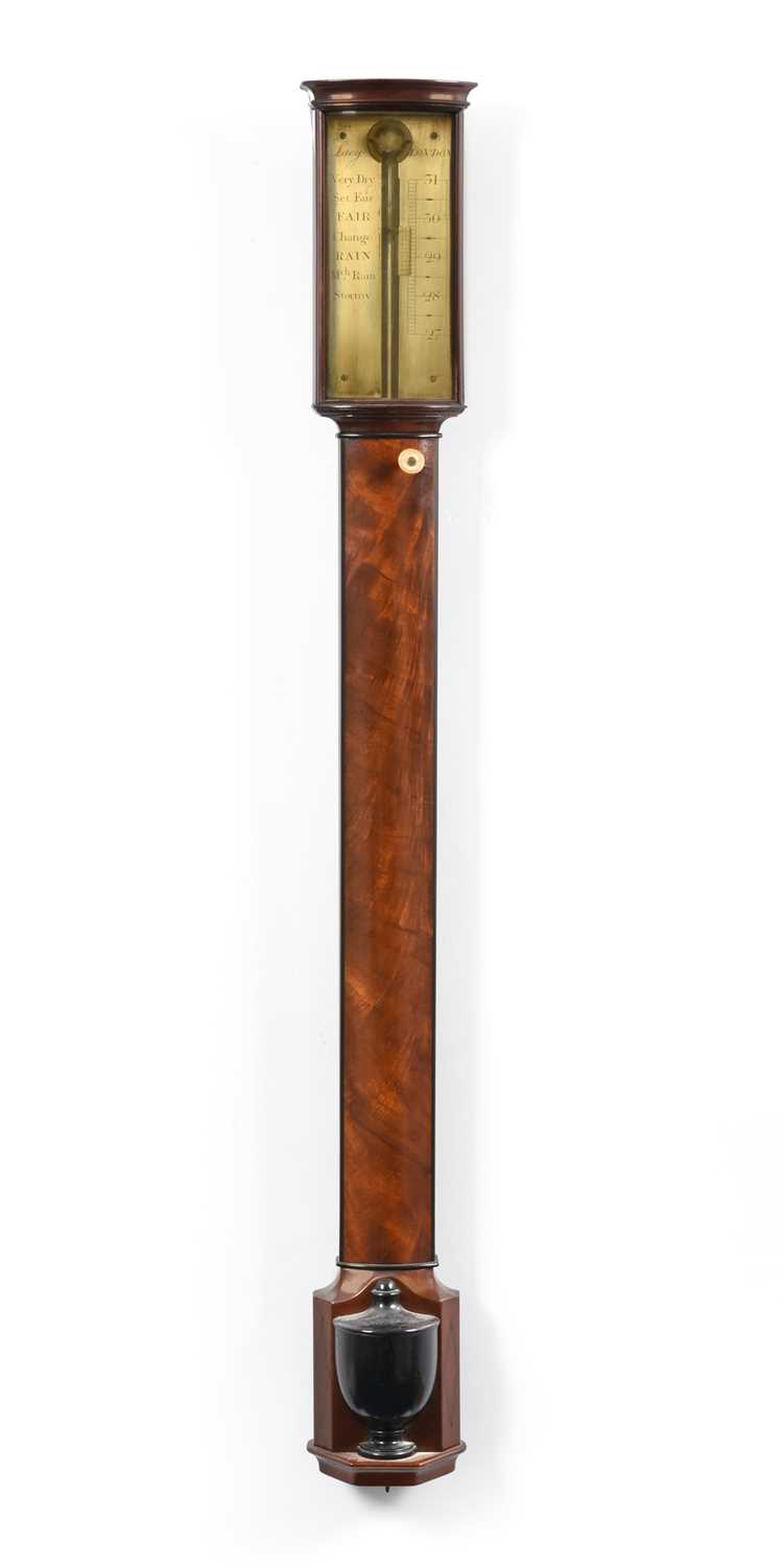 Lot 175 - A Mahogany Bow Fronted Stick Barometer, signed...