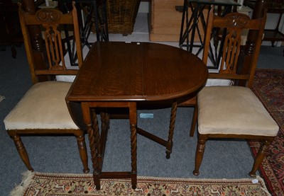 Lot 1090 - A set of four oak dining chairs, two 1920s oak...