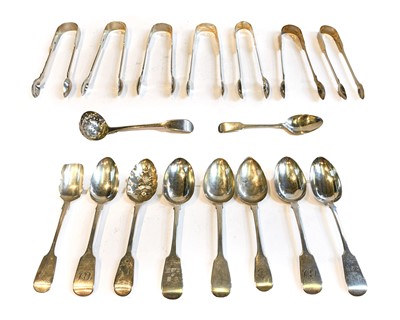 Lot 206 - A collection of assorted silver Fiddle pattern...