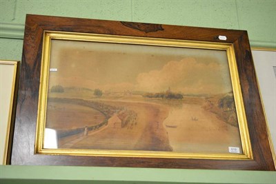 Lot 619 - Watercolour landscape in rosewood frame