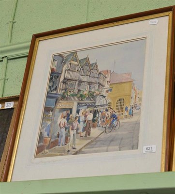 Lot 621 - Watercolour street scene by Torres Burboa