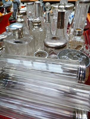 Lot 273 - Three Trays of assorted silver-mounted glass...