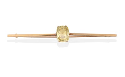 Lot 2364 - A Yellow Sapphire Bar Brooch