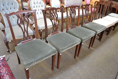 Lot 1296 - A set of four 19th century mahogany yoke back...