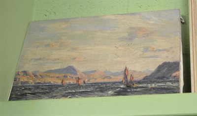 Lot 625 - Attributed to Herbert Royle (1870-1958) Scottish loch scene with sailing boats, signed, 28.5cm...