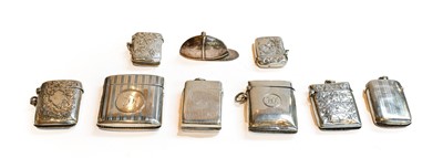 Lot 257 - Nine Various silver vesta-cases, variously...