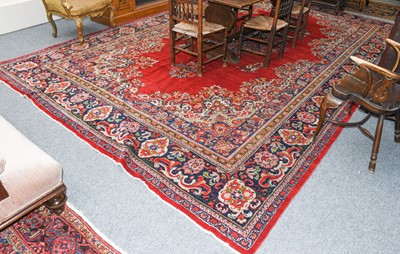 Lot 1127 - A Mahal carpet, the blood red field centred by...