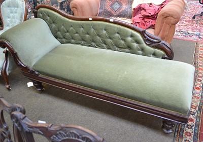 Lot 1152 - A Victorian mahogany framed chaise longue,...