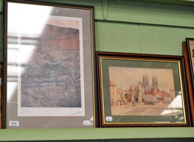 Lot 630 - Lichfield limited edition print English Countryside 27/70 and a watercolour of York (2)