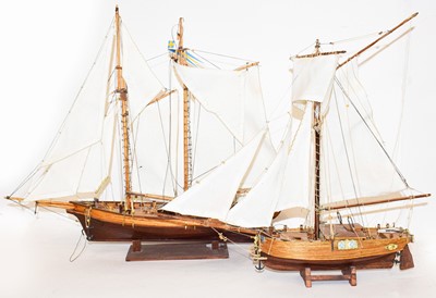 Lot 327 - Four scratch built models of sailing boats (4)