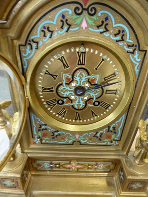 Lot 133 - A Champleve Enamel Striking Mantel Clock,...
