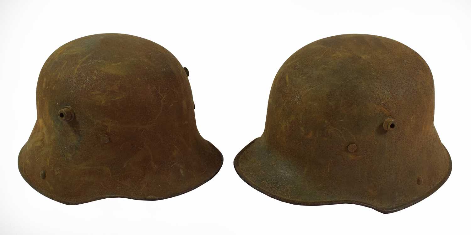 Lot 166 - Two First World War German M16 Helmets, each...